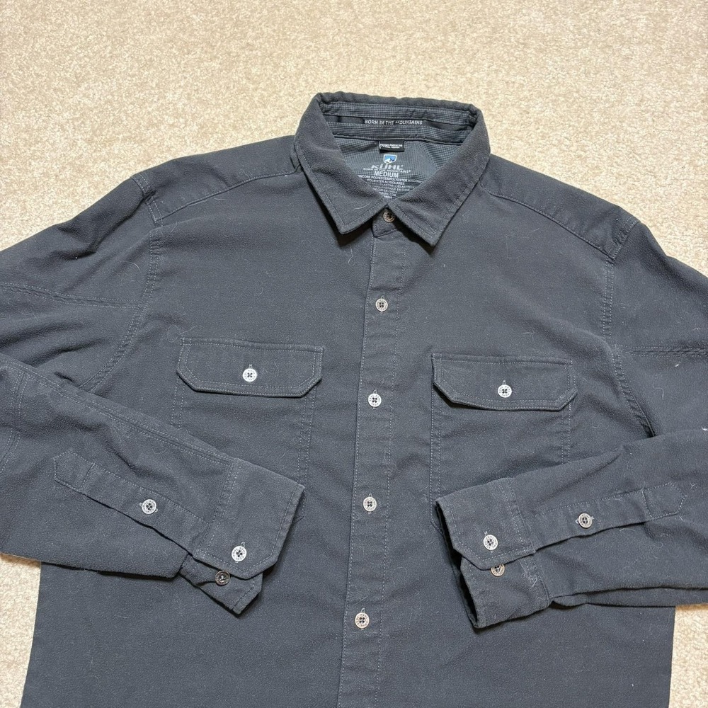Kuhl Shirt Mens Medium Black Solid Button Up Long Sleeve Stretch Outdoor Casual